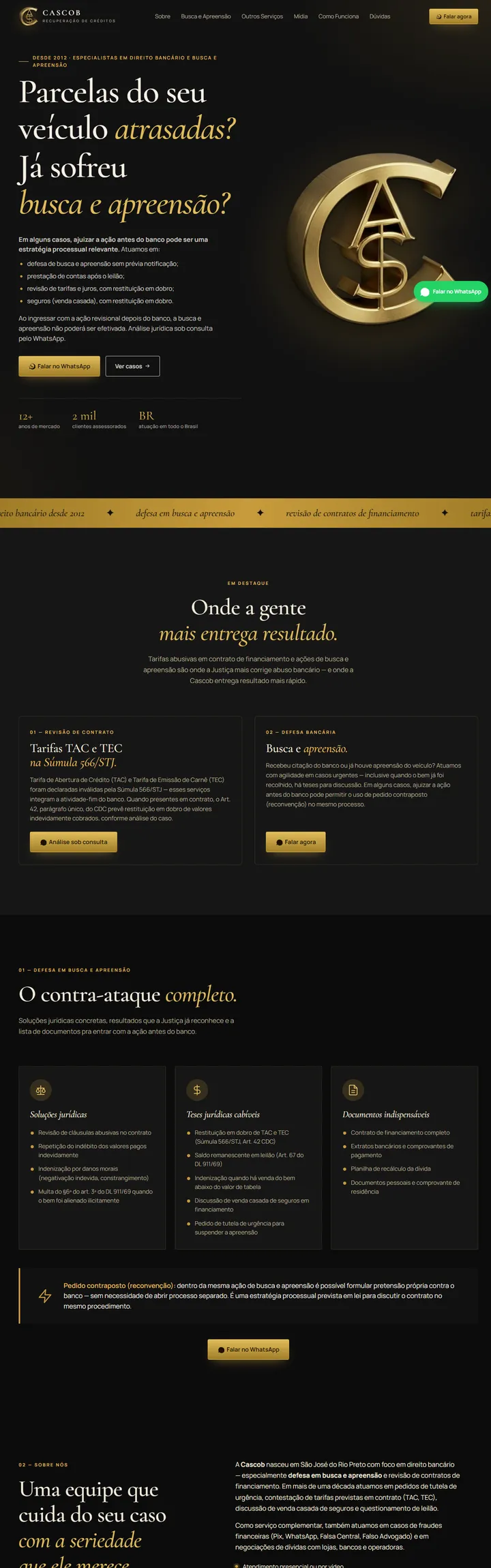 Site da CASCOB — recuperação de créditos
