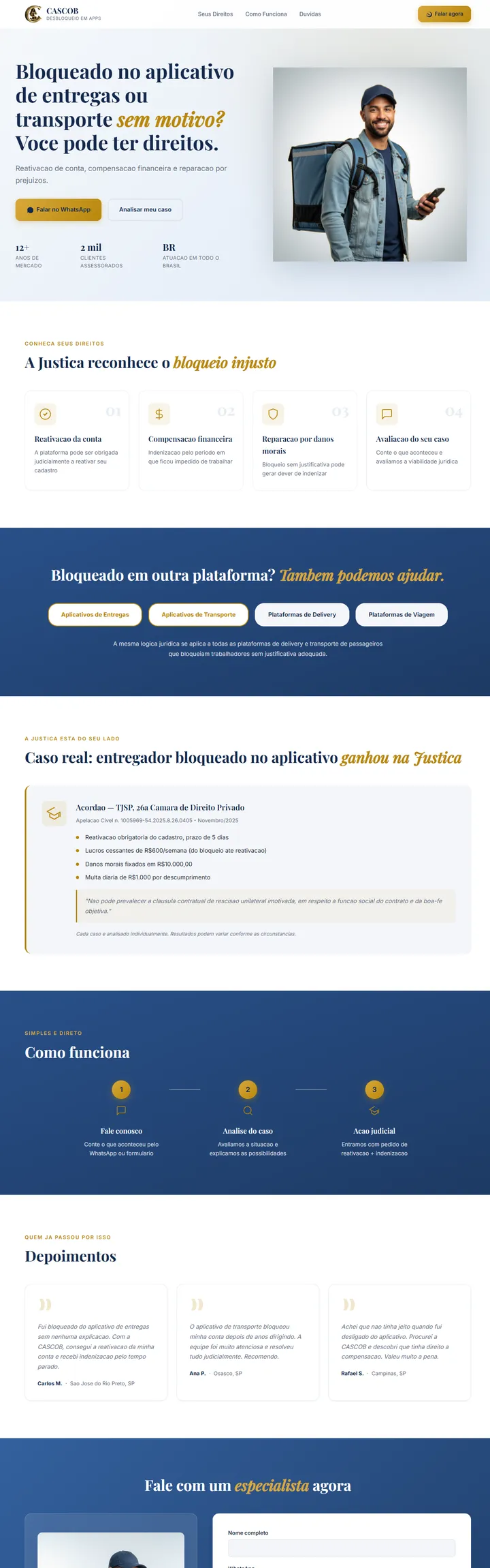 Landing page Desbloqueio de App